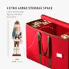 ZOBER Large Christmas Ornament Storage Box - Stores 80 3" Ornaments, With Dividers - With Large Compartment for Figurines, and Accessories, Durable Christmas Containers Holder (Red, 80-3" Ornaments) view 3