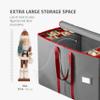 ZOBER Large Christmas Ornament Storage Box - Stores 80 3" Ornaments, With Dividers - With Large Compartment for Figurines, and Accessories, Durable Christmas Containers Holder, 4 Extra Pockets - Gray view 3