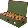 ZOBER Underbed Christmas Ornament Storage Box - Stores 120 3" Ornaments, With Dividers - Tear Proof 600D Oxford Fabric, Ornament Organizer Storage Box, Durable Christmas Containers Holder - Green view 1