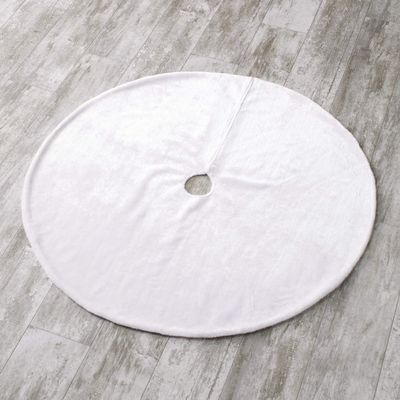 48" Snowy Burlap Christmas Tree Skirt with Doily Cloth