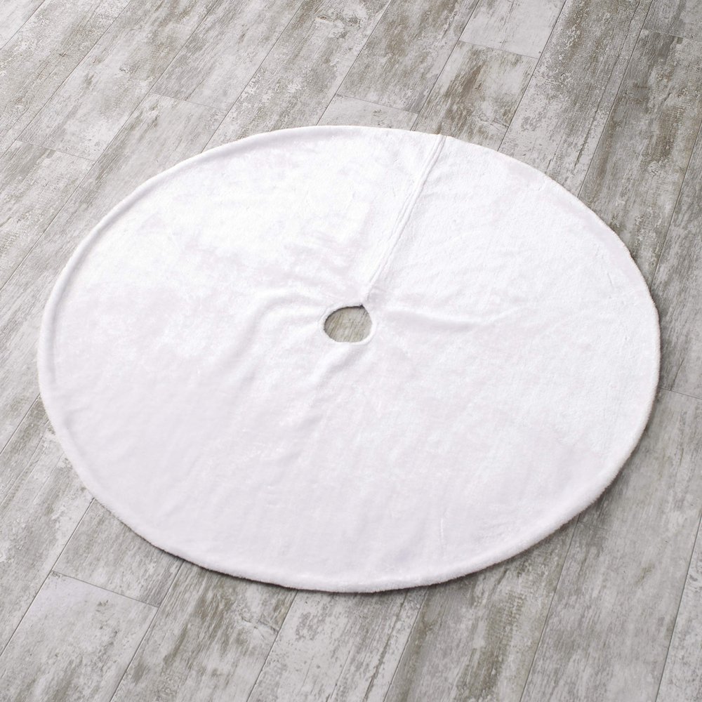 48" Snowy Burlap Christmas Tree Skirt with Doily Cloth