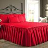 Bedding Empire 30" Drop 3 Piece Quilted Dust Ruffle Bed Skirt/Bed Spread with Pillowsham 100% Egyptian Cotton 500 TC Red Calking Size view 1