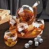 Globe Decanter Set with Etched Whiskey Glasses and Whiskey Stones for Liquor and Spirits view 4