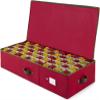 ZOBER Underbed Christmas Ornament Storage Box - Stores 120 3" Ornaments, With Dividers - Tear Proof 600D Oxford Fabric, Ornament Organizer Storage Box, Durable Christmas Containers Holder - Red view 1