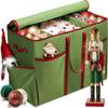 ZOBER Large Christmas Ornament Storage Box - Stores 80 3" Ornaments, With Dividers - With Large Compartment for Figurines, and Accessories, Durable Christmas Containers Holder, 4 Extra Pockets - Green view 1