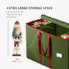 ZOBER Large Christmas Ornament Storage Box - Stores 80 3" Ornaments, With Dividers - With Large Compartment for Figurines, and Accessories, Durable Christmas Containers Holder, 4 Extra Pockets - Green view 3