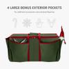 ZOBER Large Christmas Ornament Storage Box - Stores 80 3" Ornaments, With Dividers - With Large Compartment for Figurines, and Accessories, Durable Christmas Containers Holder, 4 Extra Pockets - Green view 4