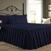 Bedding Empire 20" Drop 3 Piece Quilted Dust Ruffle Bed Skirt/Bed Spread with Pillowsham 100% Egyptian Cotton 500 TC Navyblue Calking Size view 1