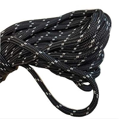 Yacht Braid Polyester Rope 9/16 inch, Black with Silver Tracers (100)