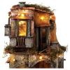 Holyart Illuminated Apartment Block with Round Base 25x25 cm, Neapolitan Nativity view 2
