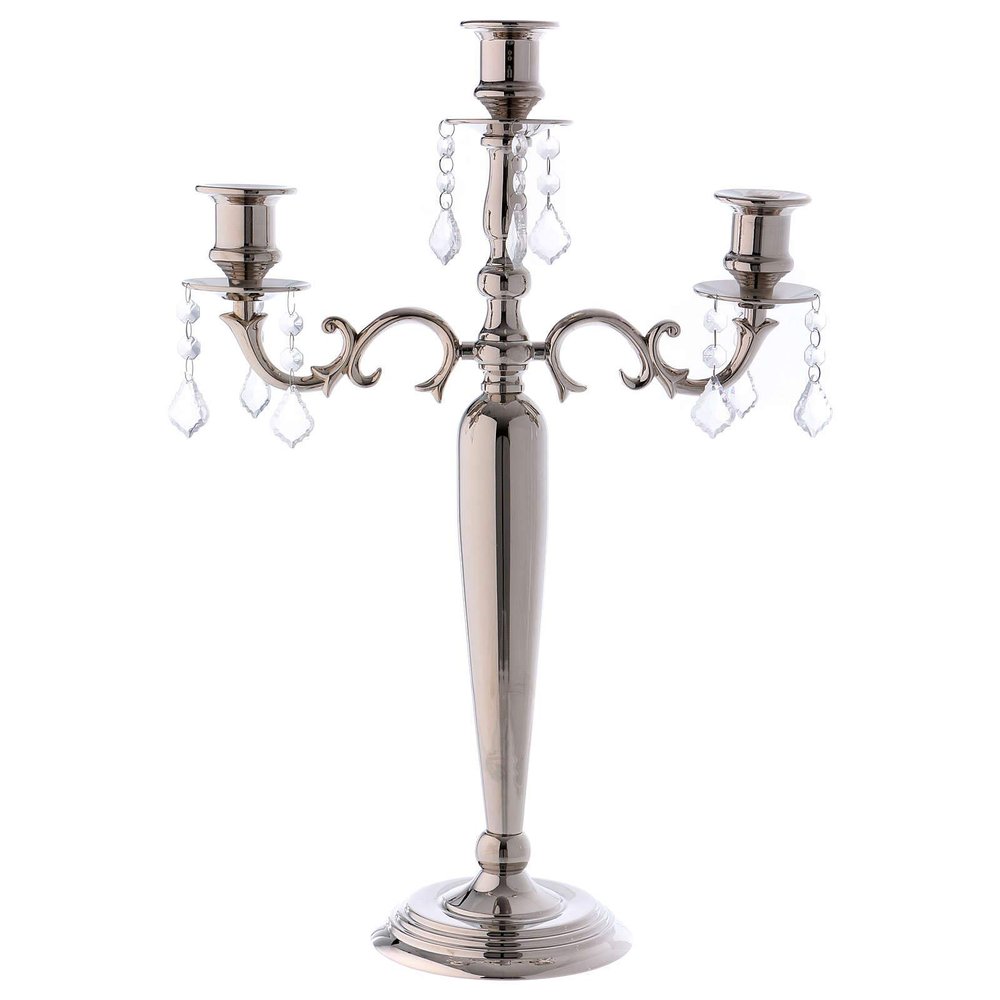Candle Holder 3 Branches 55 cm Tall, Nickel