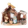 Holyart Stable 15x15x10 cm, with 6 cm Nativity in Painted Deruta Terracotta view 1