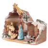 Holyart Stable 15x15x10 cm, with 6 cm Nativity in Painted Deruta Terracotta view 2