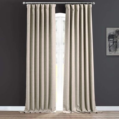 1 Piece Modern Taupe Grey Faux Linen Curtains | Beautifully Drape Luxurious Textured Weave Textured 50 X 108 Inch Curtains | Light-Filtering Polyester Sophisticated Rod Pocket Living Room Curtains