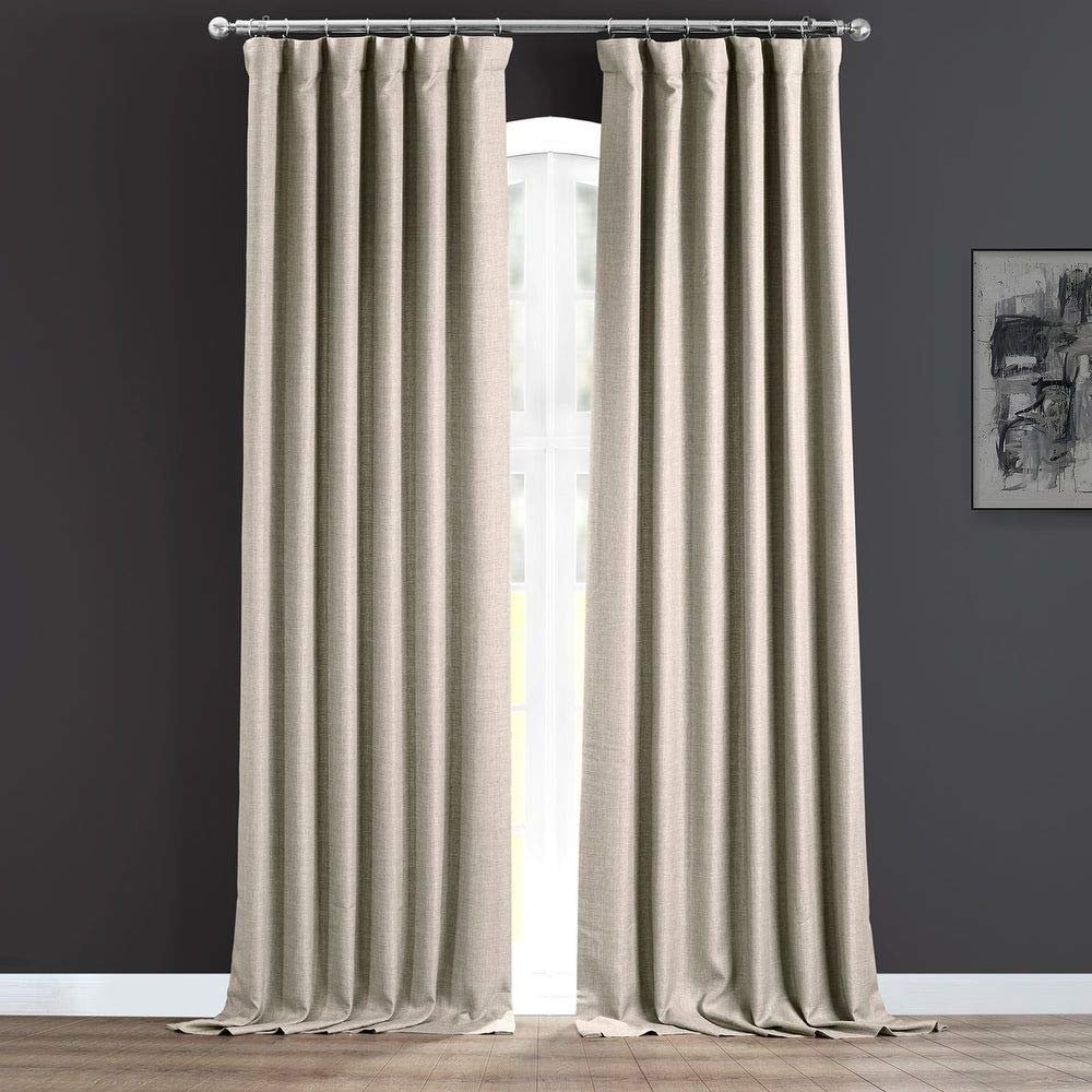 1 Piece Modern Taupe Grey Faux Linen Curtains | Beautifully Drape Luxurious Textured Weave Textured 50 X 108 Inch Curtains | Light-Filtering Polyester Sophisticated Rod Pocket Living Room Curtains