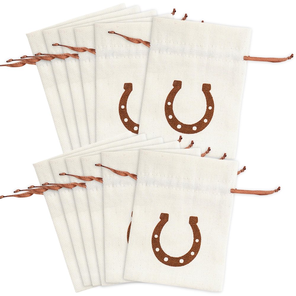 HORSE SHOE FAVOR DRAWSTRING BAG - Party Supplies - 12 Pieces