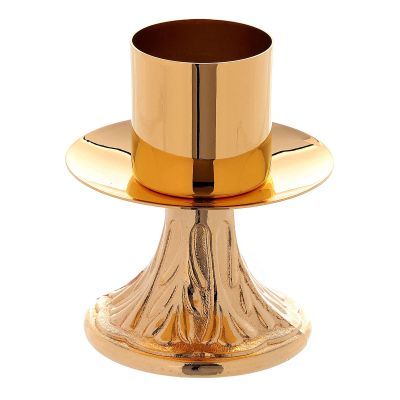 Holyart Short Candlestick in 24-Karat Gold Plated Brass