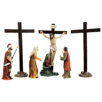 Holyart Jesus on The Cross with Mary at his feet Scene 9 cm