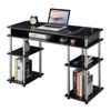 Convenience Concepts Designs2Go No Tools Student Desk with Charging Station and Shelves, Black view 1