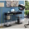 Convenience Concepts Designs2Go No Tools Student Desk with Charging Station and Shelves, Black view 2