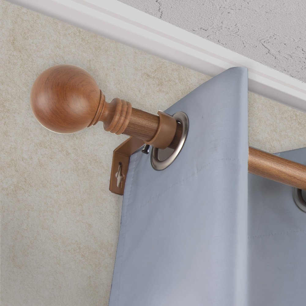 A&F Rod Dcor - Ball 1" Faux Wood Curtain Rod 120-170 inch - Chestnut
