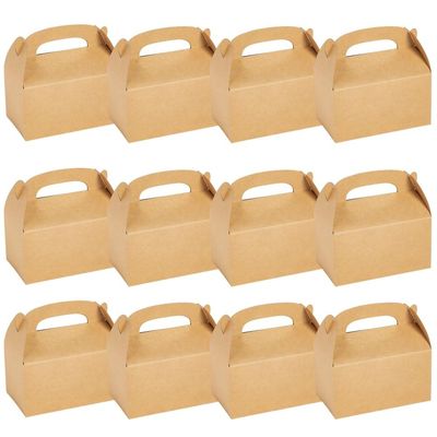 Fun Express KRAFT PAPER FAVOR GABLE BOX - Party Supplies - 12 Pieces