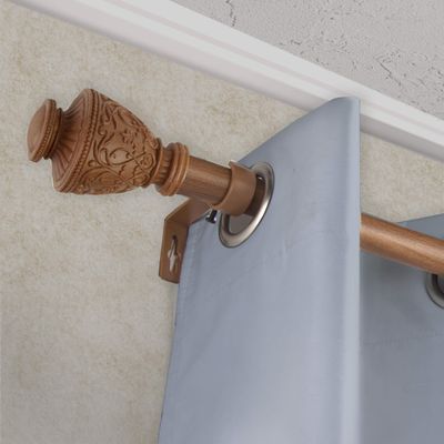 A&F Rod Dcor - Cambria 1" Faux Wood Curtain Rod 120-170 inch - Chestnut