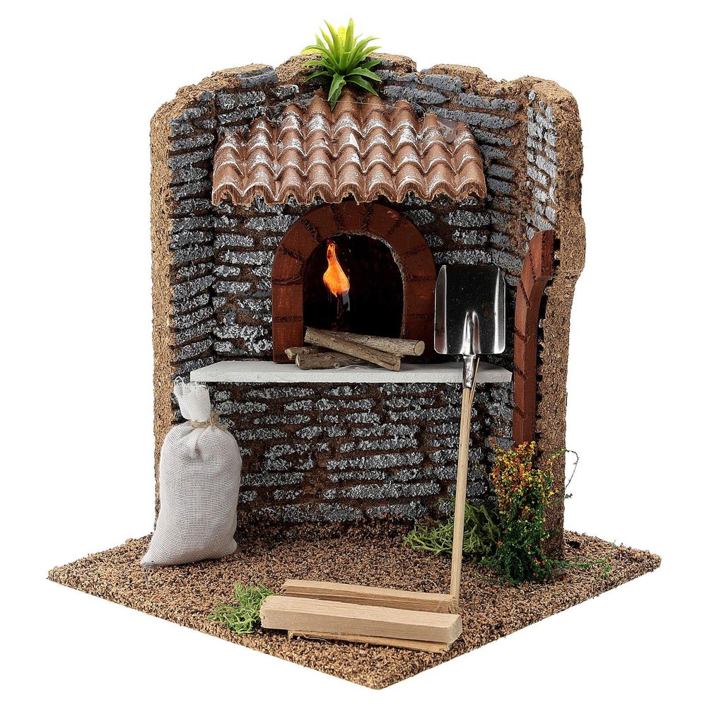 Holyart Corner Brick Oven Figurine with LED Flame, 15x15x15 cm 10-12 cm Nativity