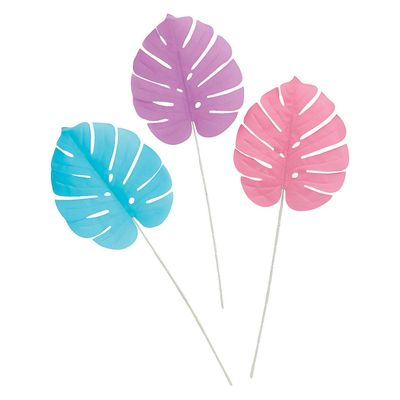 Fun Express Bright Monstera Leaves - Vibrant Green Tropical Decor - Assorted Leaves for Home and Party Decoration - Set of 6