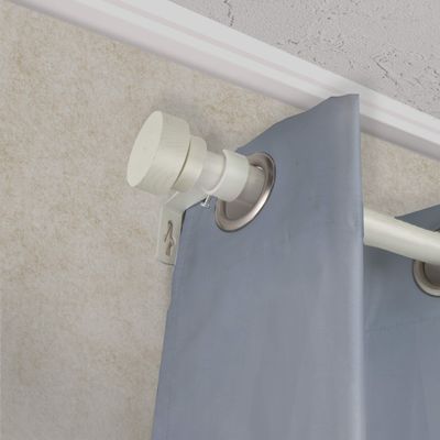 A&F Rod Dcor - Fez 1" Faux Wood Curtain Rod 120-170 inch - Pearl White