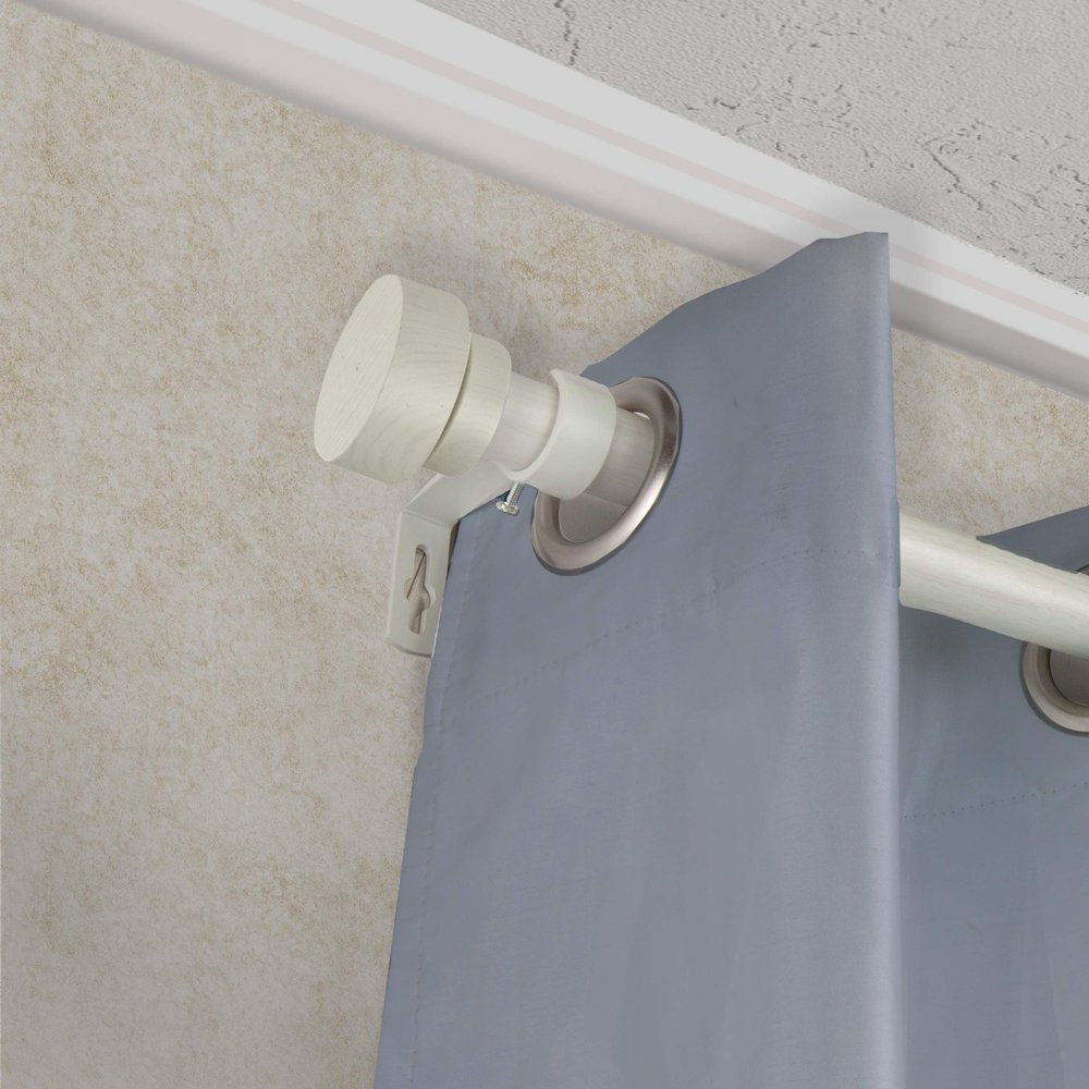 A&F Rod Dcor - Fez 1" Faux Wood Curtain Rod 120-170 inch - Pearl White