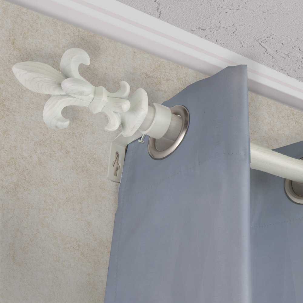 A&F Rod Dcor - Arrowhead 1" Faux Wood Curtain Rod 120-170 inch - Pearl White