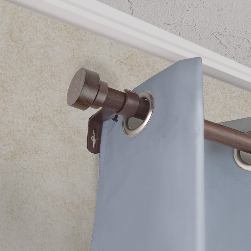 A&F Rod Dcor - Fez 1" Faux Wood Curtain Rod 120-170 inch - Dark Walnut