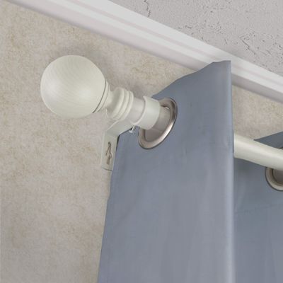 A&F Rod Dcor - Ball 1" Faux Wood Curtain Rod 120-170 inch - Pearl White
