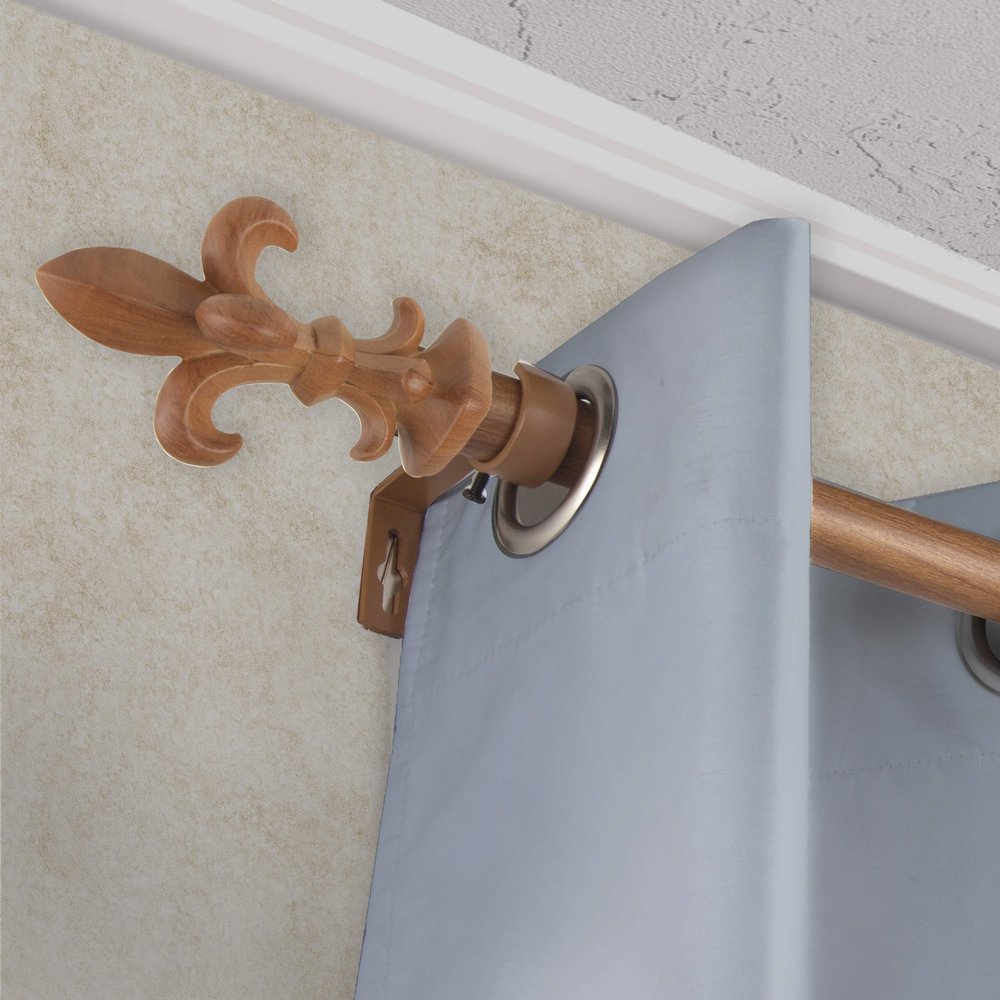 A&F Rod Dcor - Arrowhead 1" Faux Wood Curtain Rod 120-170 inch - Chestnut