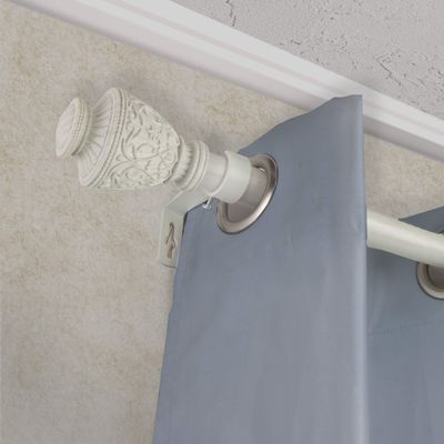 A&F Rod Dcor - Cambria 1" Faux Wood Curtain Rod 120-170 inch - Pearl White