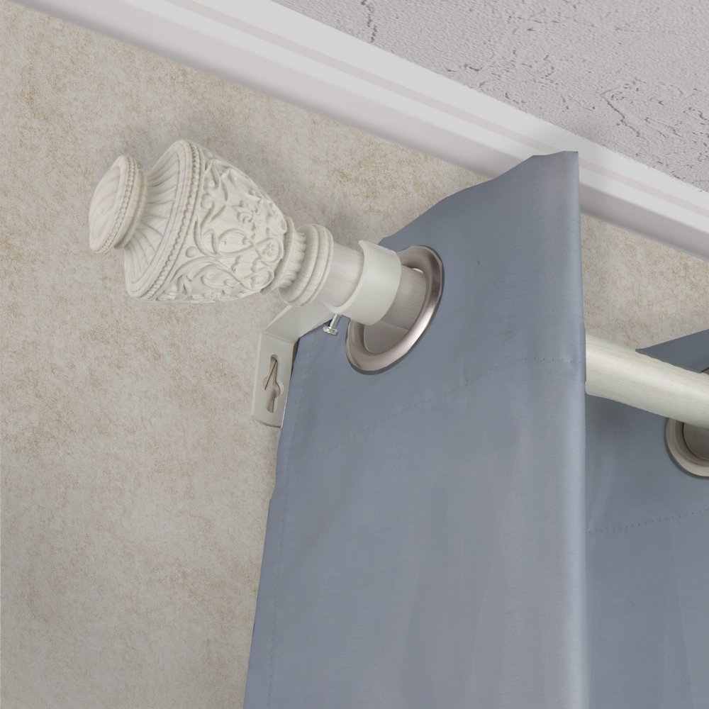 A&F Rod Dcor - Cambria 1" Faux Wood Curtain Rod 120-170 inch - Pearl White