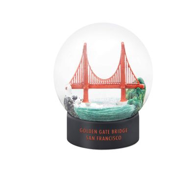 Hengulus Snow Globe: Golden Gate Bridge San Francisco Fog, Modern Style, Glass, Gray Or White