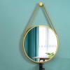 60CM Diameter Round Wall Mirror with Hanging Rope Metal Framed HD Bathroom Mirror with Complete Kit for Vanity, Bedroom(Gold) view 1