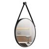 15.7 Inch Gold Wall Hanging Mirror Decor Round Mirror Wall-Mounted Circle Metal Mirror with Wrought Iron Chain for Home Bathroom Bedroom,Black view 1