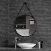 15.7 Inch Gold Wall Hanging Mirror Decor Round Mirror Wall-Mounted Circle Metal Mirror with Wrought Iron Chain for Home Bathroom Bedroom,Black view 3