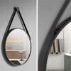 15.7 Inch Gold Wall Hanging Mirror Decor Round Mirror Wall-Mounted Circle Metal Mirror with Wrought Iron Chain for Home Bathroom Bedroom,Black view 4