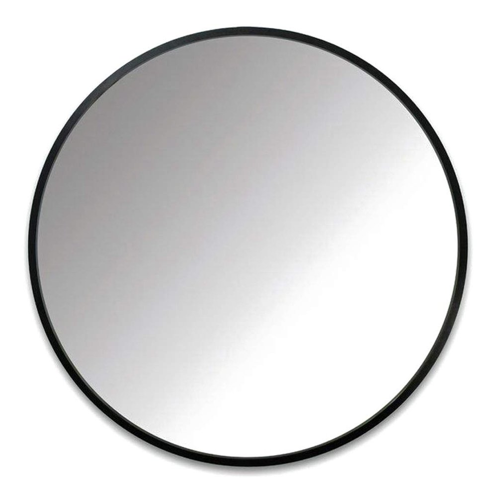 50cm Wall Mounted Round Mirror Modern Metal Framed HD Vanity Mirror for Bathroom, Hallway, Bedroom, Living Room,Black