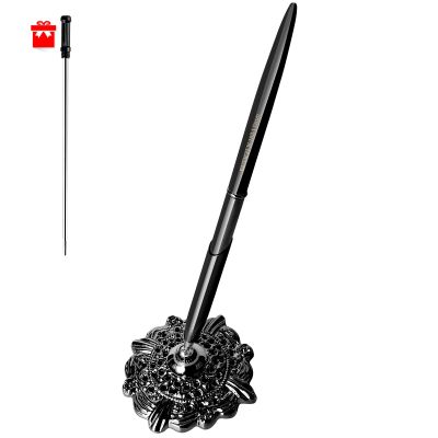 RUTICH Hollow Round Pen Holder Signing Pen Set for Wedding Bridal Opening Ceremony Graduation Offic, Black