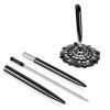 RUTICH Hollow Round Pen Holder Signing Pen Set for Wedding Bridal Opening Ceremony Graduation Offic, Black view 4