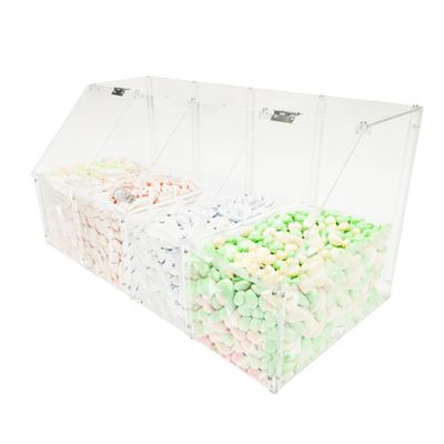 FixtureDisplays 24 X 12 X 12" Acrylic Bin Plaxiglass Organizer 4 Compartments Display Bin for Candy, Cereal, Chocolate Coffee Bean Assembly Video Provided 100826-NEW