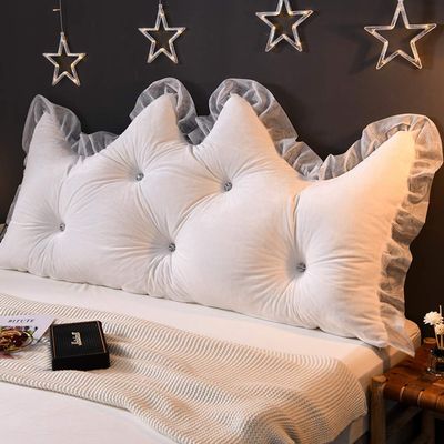 HHXXHeadboard Bedside Cushion Pads Cover,Bed Wedges Backrest Waist Pad Triangular Double Large Back Sofa Reading Pillow Daybed Pillow-White 90x80cm(35x31inch)