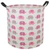 HUAYEE Round Pink Elephant PatternLaundry Hamper Storage Basket Fabric Material Storage Hamper Organization Basket, Storage Bin, Gift Box with Handles for Room view 1