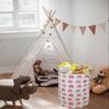 HUAYEE Round Pink Elephant PatternLaundry Hamper Storage Basket Fabric Material Storage Hamper Organization Basket, Storage Bin, Gift Box with Handles for Room view 2