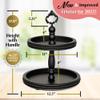 2 Tiered Tray Wooden Serving Stand by Felt Creative Home Goods. Small Beaded Tray for Home Decor Display Farmhouse Country Decoration Kitchen or Dining. Includes 3 Finial Custom Handles (Black) view 3